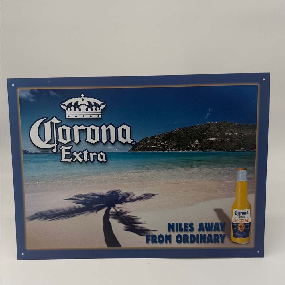 Corona Extra Beach Sign - Blue, Teal, Sand, Yellow